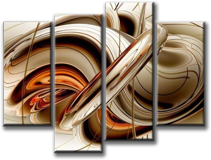 Abstract Orange and Brown Lines Wall Art